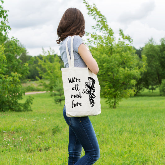 We're all mad here | 100% Cotton tote bag - Adnil Creations