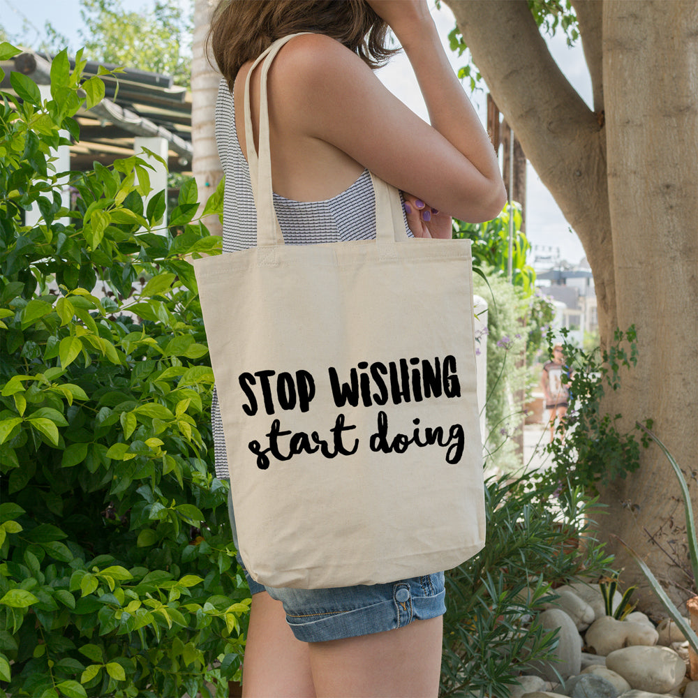 Stop wishing start doing | 100% Cotton tote bag - Adnil Creations