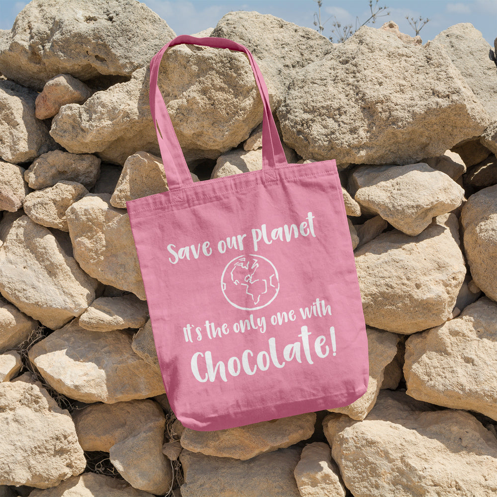 Save our planet it's the only one with chocolate | 100% Cotton tote bag - Adnil Creations