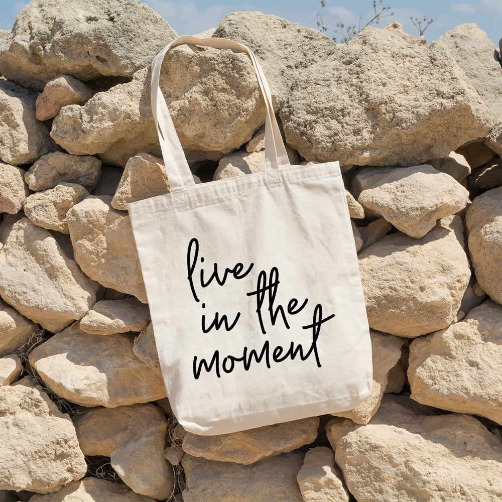 Live in the moment | 100% Cotton tote bag - Adnil Creations