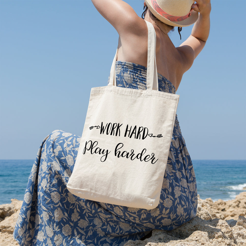 Work hard play harder | 100% Cotton tote bag - Adnil Creations