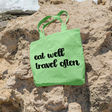 Eat well travel often | 100% Cotton tote bag - Adnil Creations