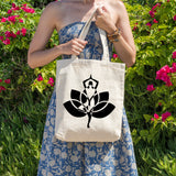 Yoga pose with lotus flower | 100% Cotton tote bag - Adnil Creations