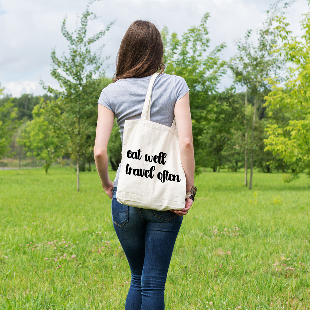 Eat well travel often | 100% Cotton tote bag - Adnil Creations