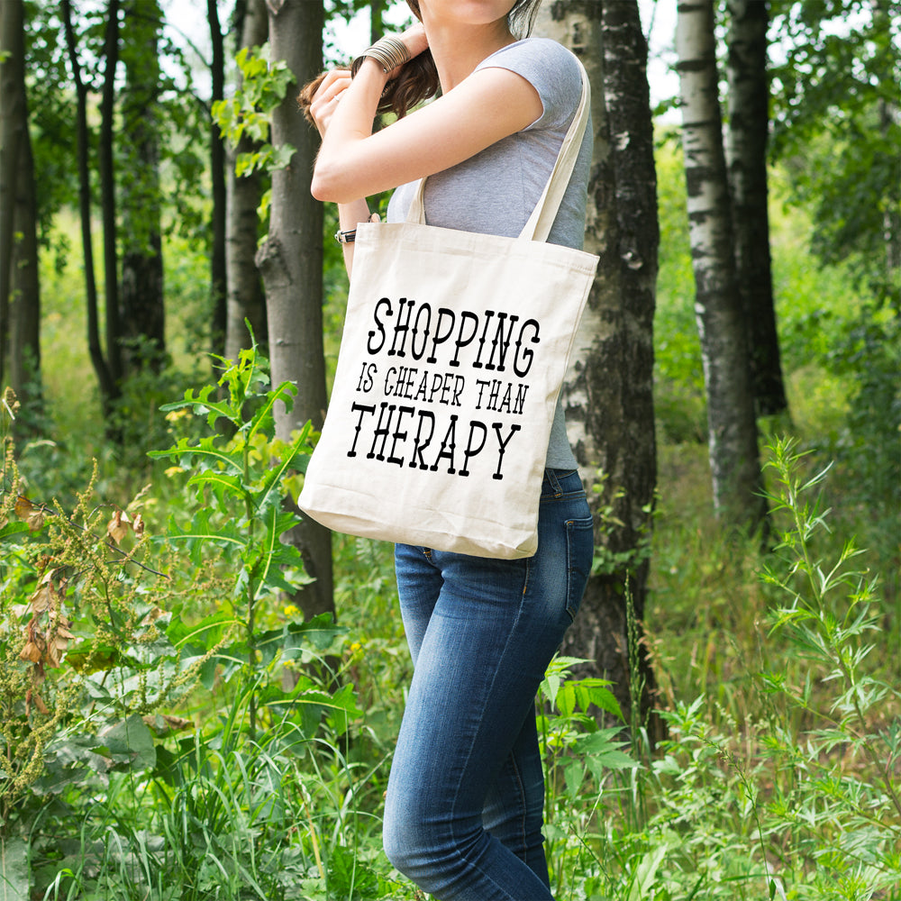 Shopping is cheaper than therapy | 100% Cotton tote bag - Adnil Creations