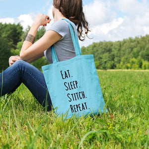Eat, sleep, stitch, repeat | 100% Cotton tote bag - Adnil Creations