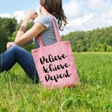 Believe achieve repeat | 100% Cotton tote bag - Adnil Creations