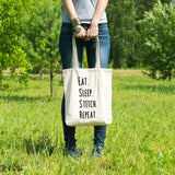 Eat, sleep, stitch, repeat | 100% Cotton tote bag - Adnil Creations