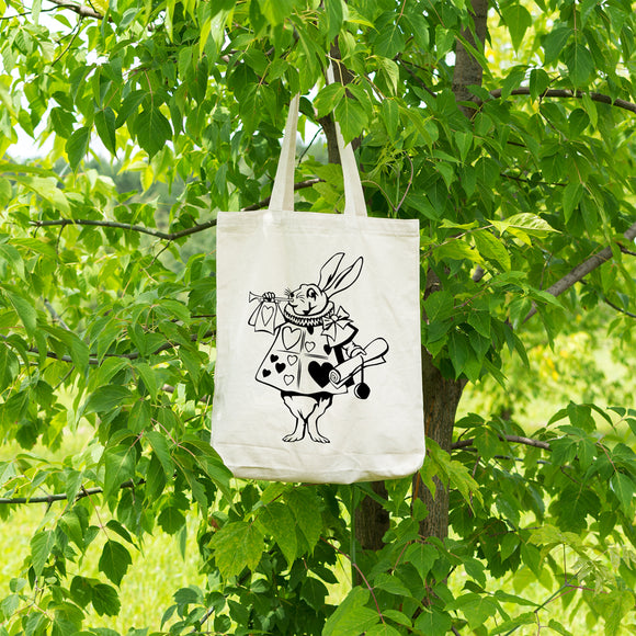 The white rabbit | 100% Cotton tote bag - Adnil Creations
