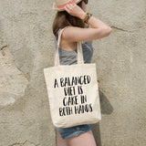 A balanced diet is cake in both hands | 100% Cotton tote bag - Adnil Creations