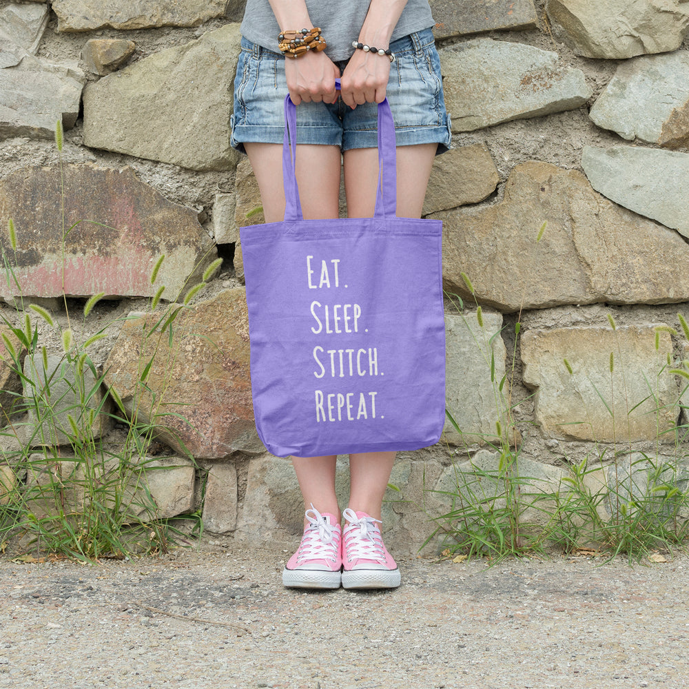 Eat, sleep, stitch, repeat | 100% Cotton tote bag - Adnil Creations
