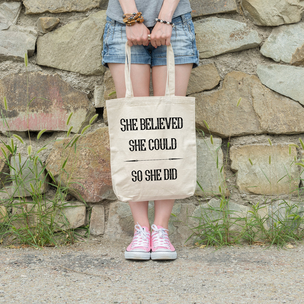 She believed she could so she did | 100% Cotton tote bag - Adnil Creations