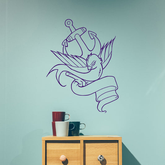 Anchor and swallow | Wall decal - Adnil Creations