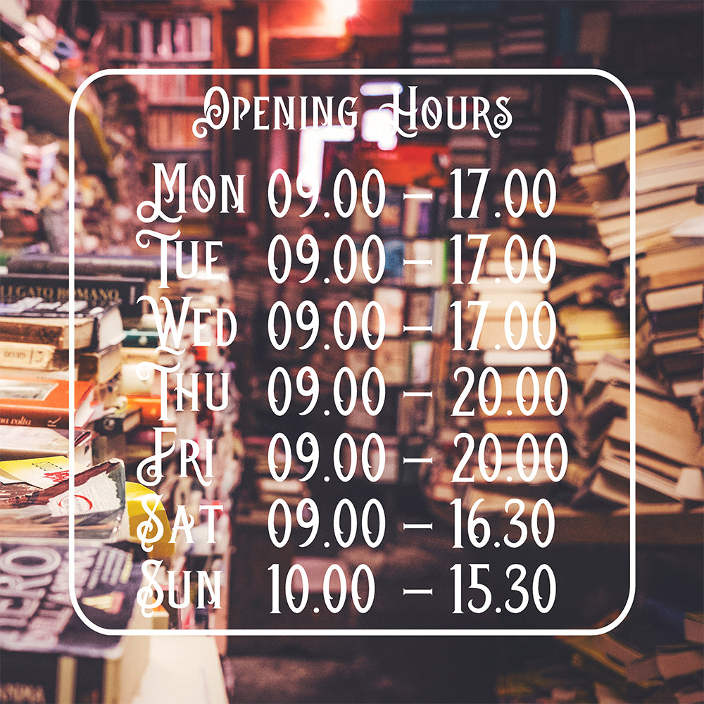 Traditional opening hours | Shop window decal - Adnil Creations