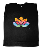 Flowy Rolled Cuff Muscle T-Shirt with watercolour Lotus