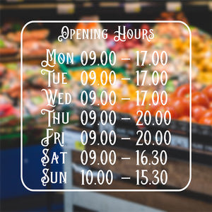 Traditional opening hours | Shop window decal - Adnil Creations