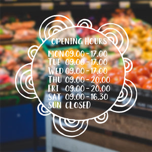 Fun opening hours | Shop window decal - Adnil Creations
