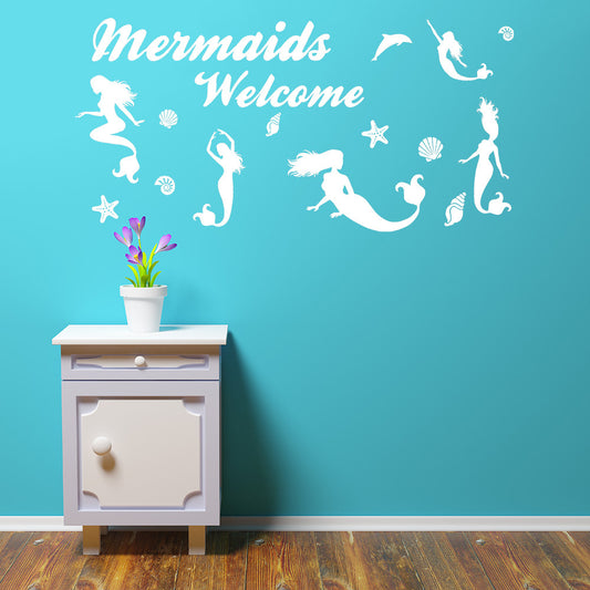Mermaids welcome | Wall quote - Adnil Creations