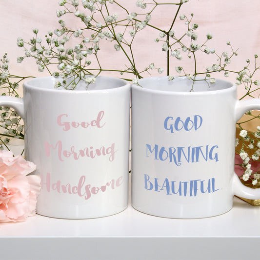 Morning handsome - Morning beautiful | Pair of ceramic mugs - Adnil Creations